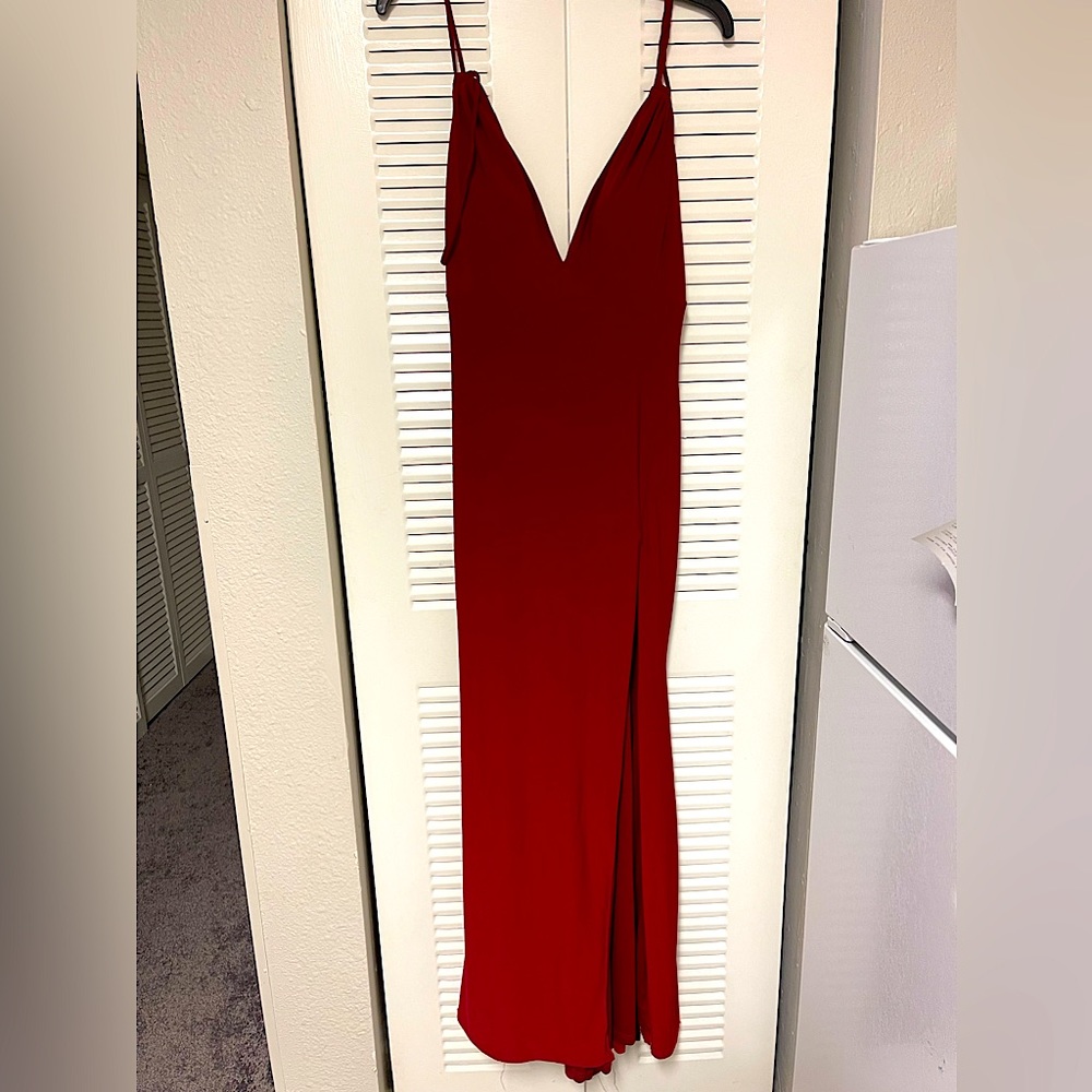 Red Long Formal Spaghetti Strap Dress